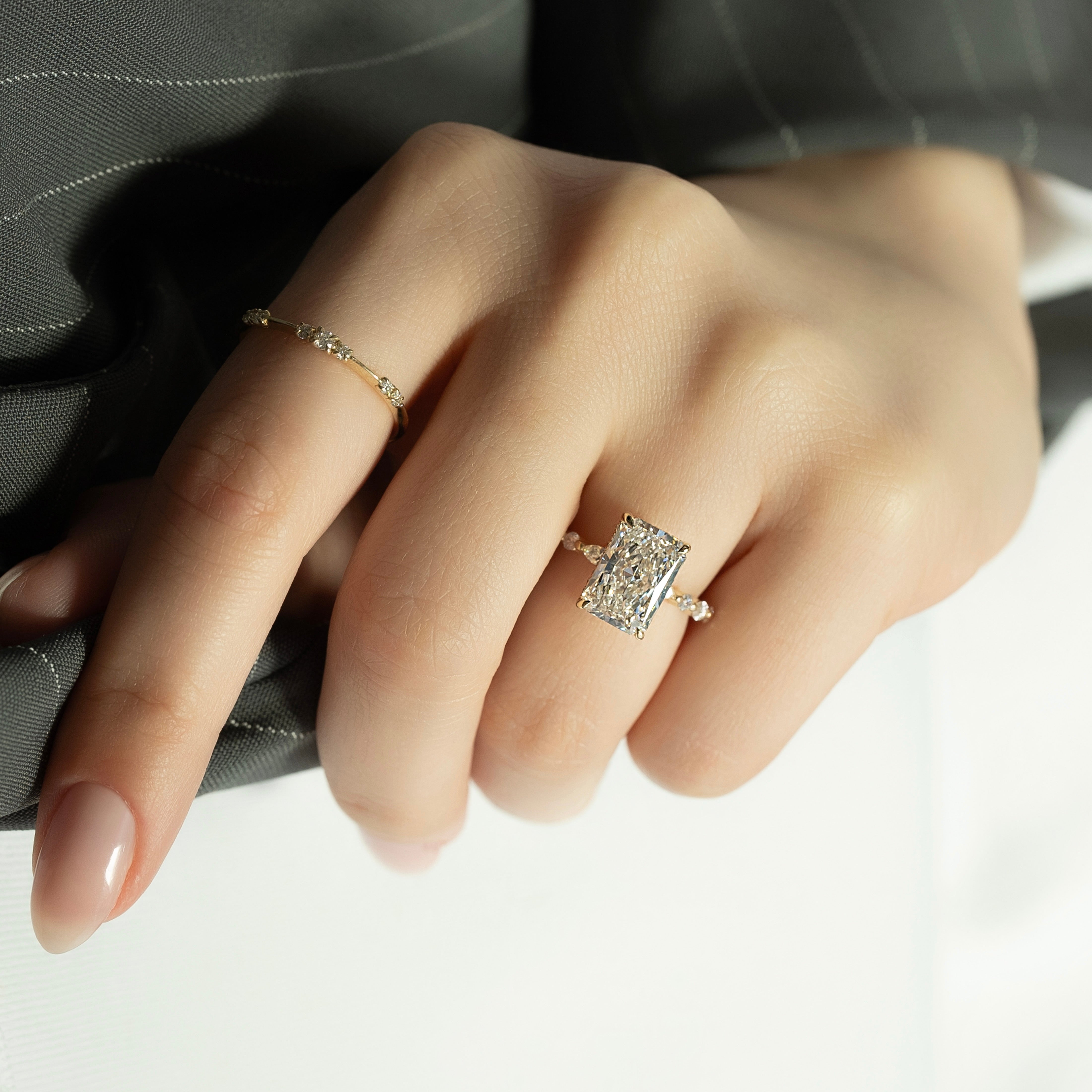 2.0 - 4.0  CT Radiant Cut CVD Diamond Hidden Halo & Pave Engagement Ring