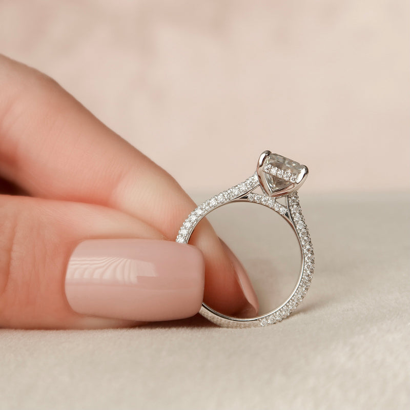 2.0 - 4.0  CT Radiant Cut CVD Diamond Hidden Halo & Pave Engagement Ring