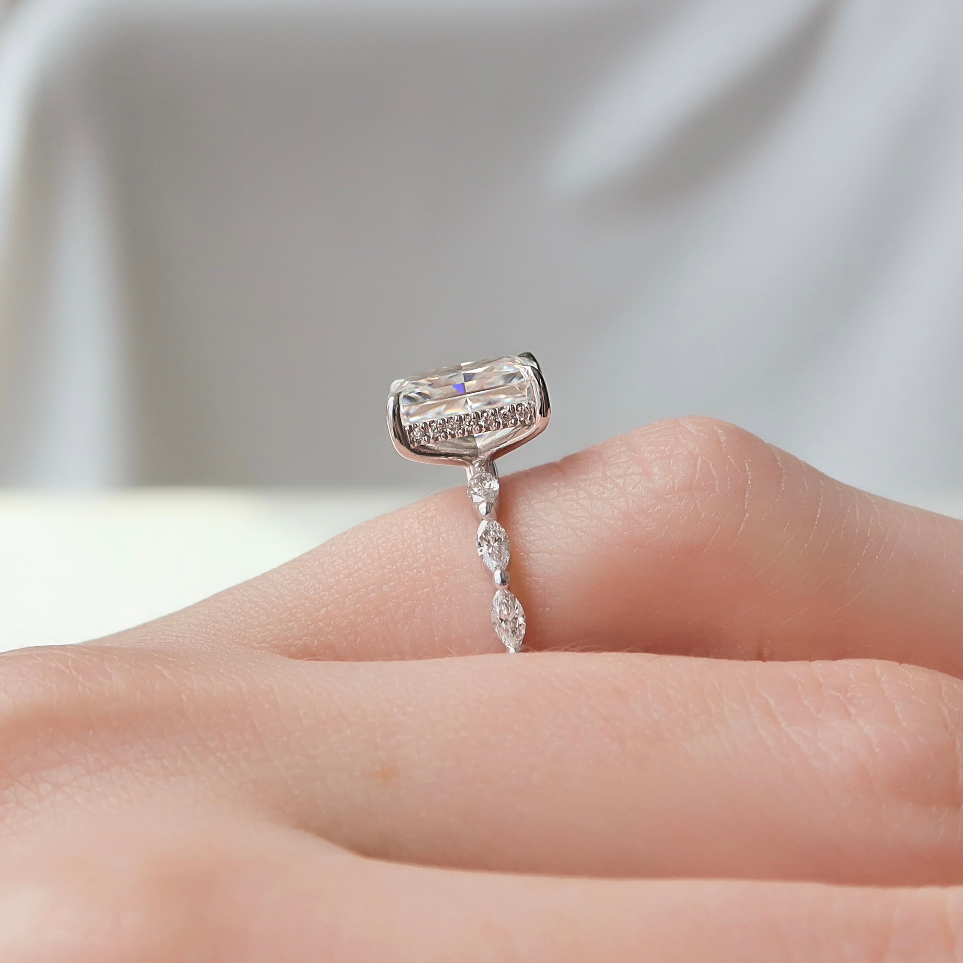 2.0 - 4.0  CT Radiant Cut CVD Diamond Hidden Halo & Pave Engagement Ring