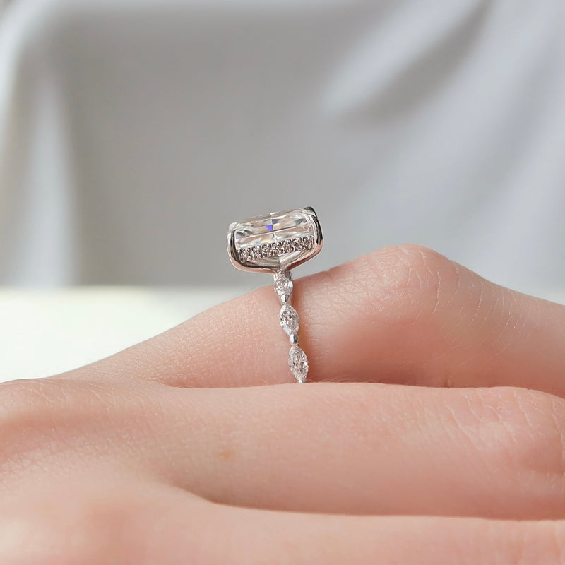 2.0 - 4.0  CT Radiant Cut CVD Diamond Hidden Halo & Pave Engagement Ring