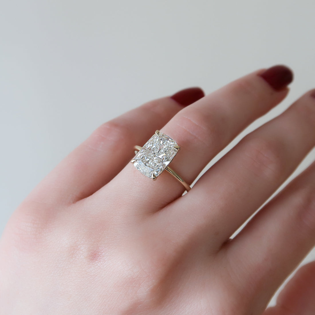 2.0 - 4.0 CT Elongated Cushion Cut CVD Diamond Hidden Halo Engagement Ring