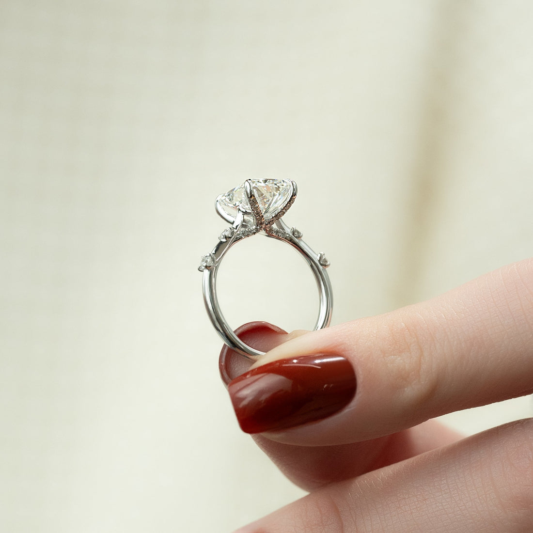 2.0 - 4.0  CT Radiant Cut CVD Diamond Dainty Engagement Ring