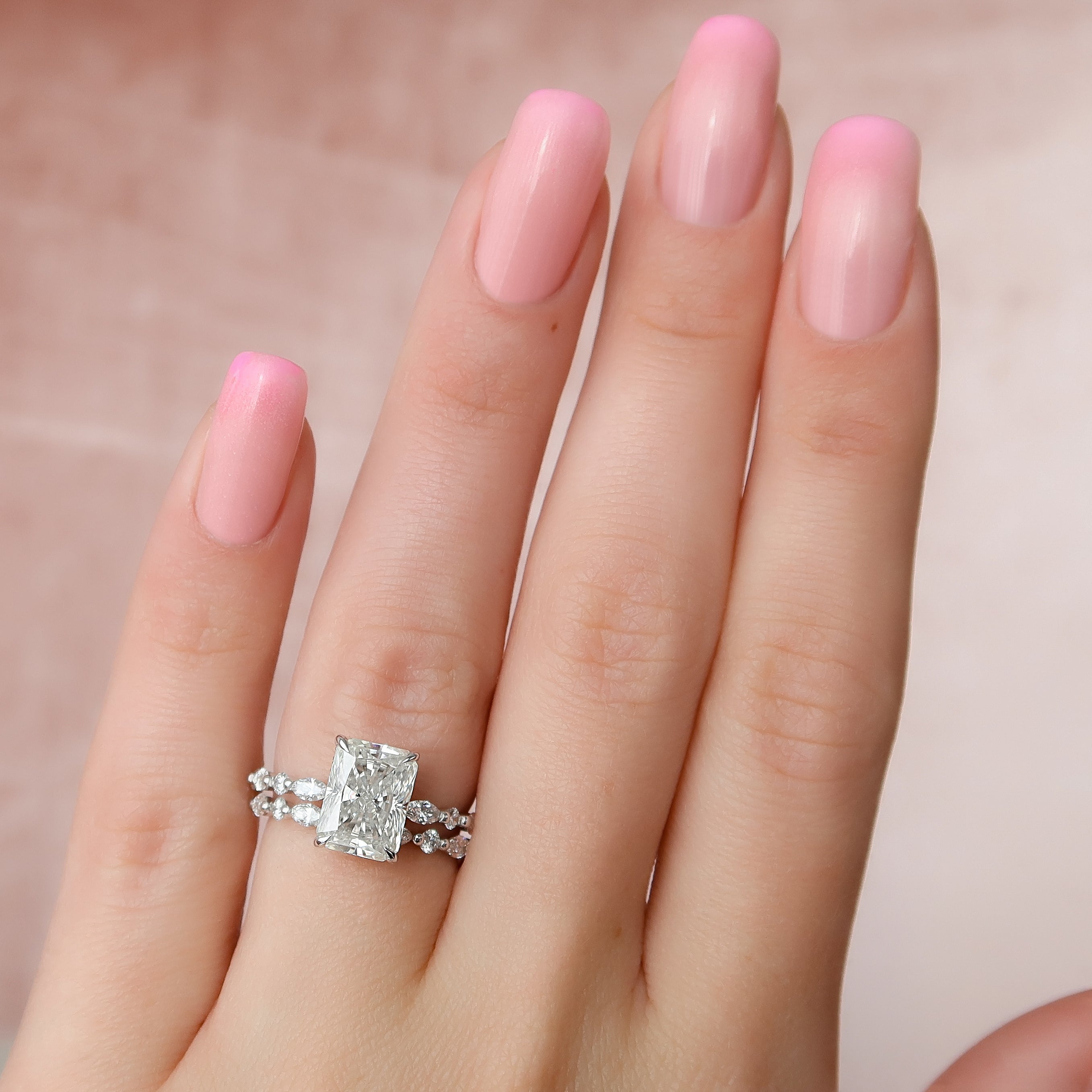 2.0 - 4.0  CT Radiant Cut CVD Diamond Hidden Halo & Pave Engagement Ring