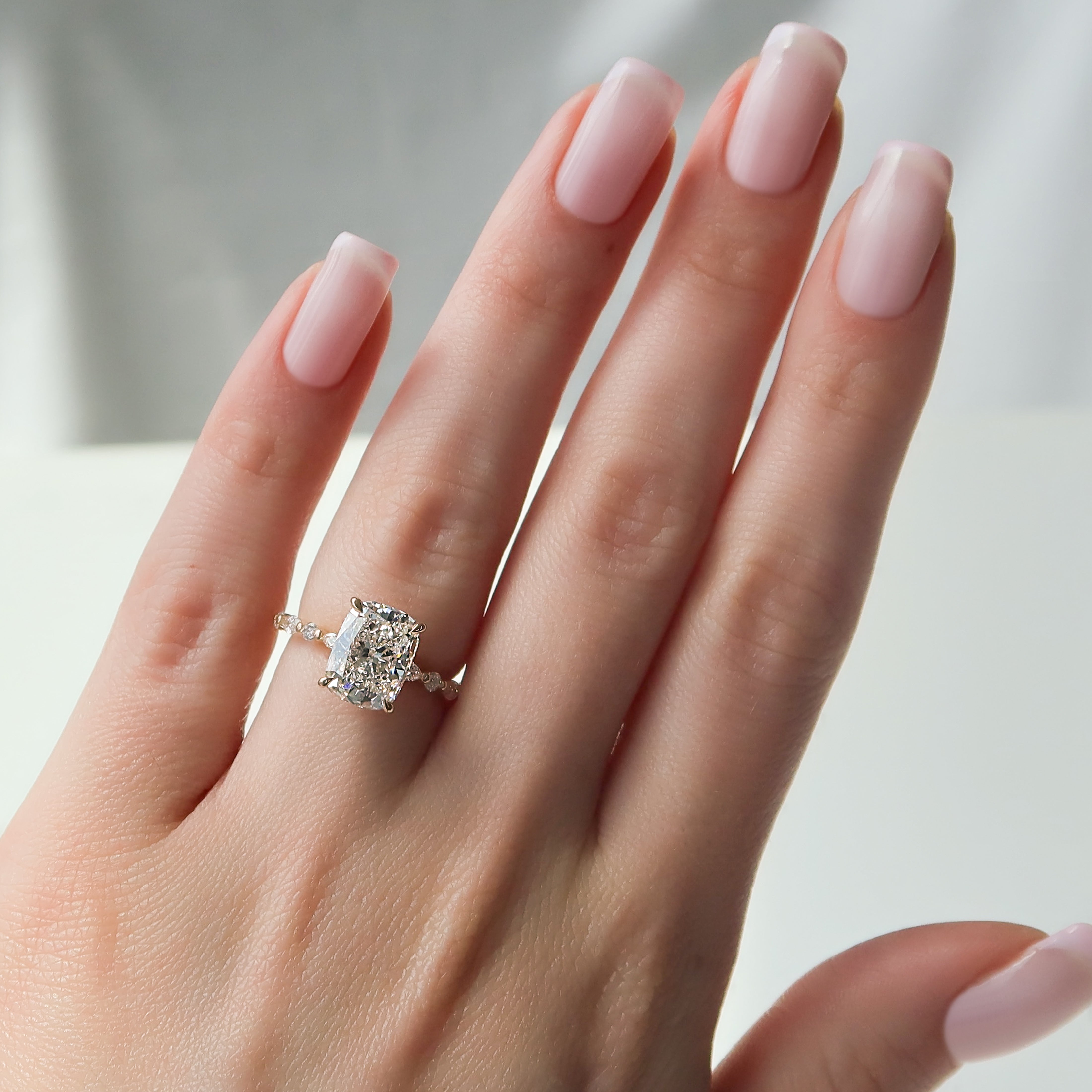 2.0 - 4.0 CT Elongated Cushion Cut CVD Diamond Hidden Halo & Pave Style Engagement Ring