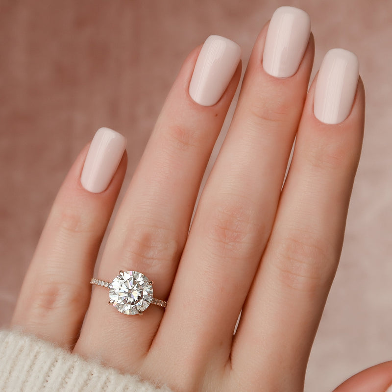 2.0 - 4.0 CT Round Cut CVD Diamond Hidden Halo & Pave Engagement Ring