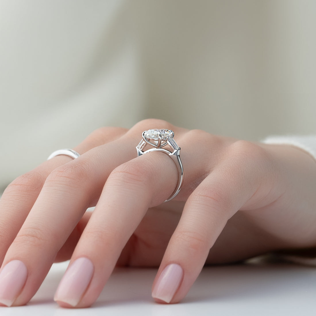 1.50 -3.50 CT Oval Cut CVD Diamond Three Stone Style Engagement Ring