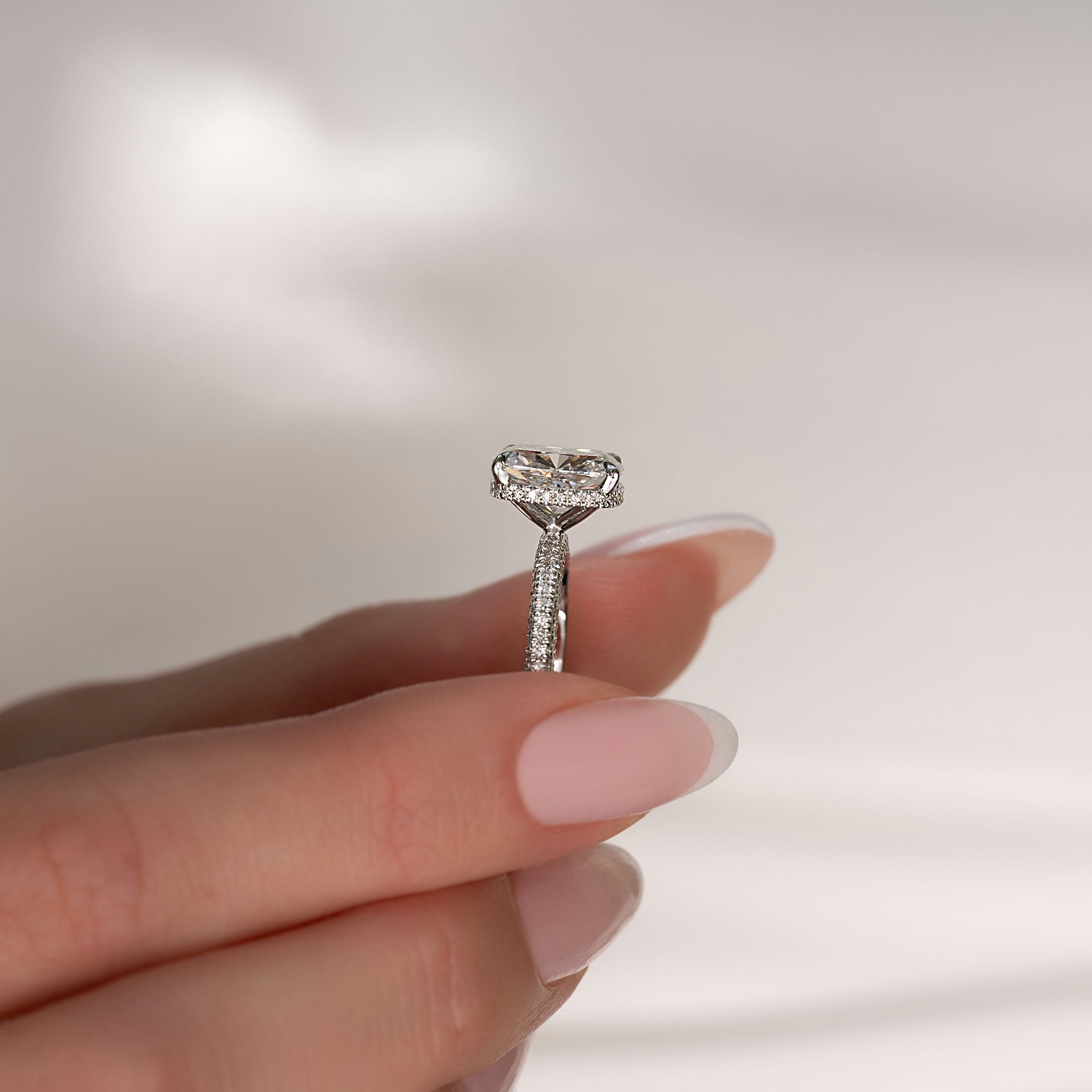 2.0 - 4.0 CT Elongated Cushion Cut CVD Diamond Hidden Halo & Pave Style Engagement Ring