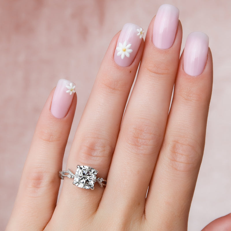 1.50 - 3.50 CT Cushion Cut CVD Diamond twig Engagement Ring