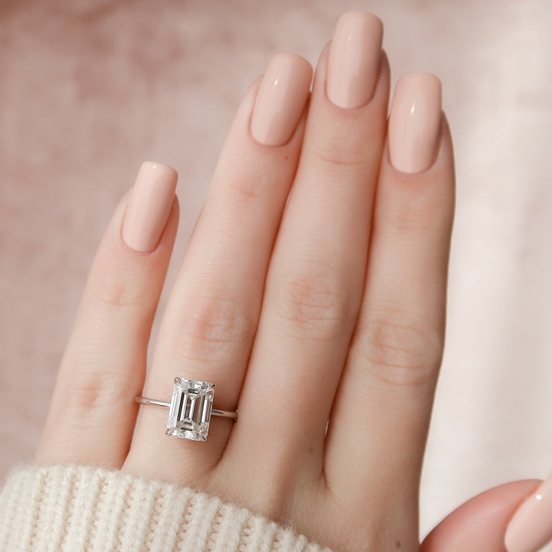 2.0 - 4.0 CT Emerald Cut CVD Diamond Hidden Halo Engagement Ring