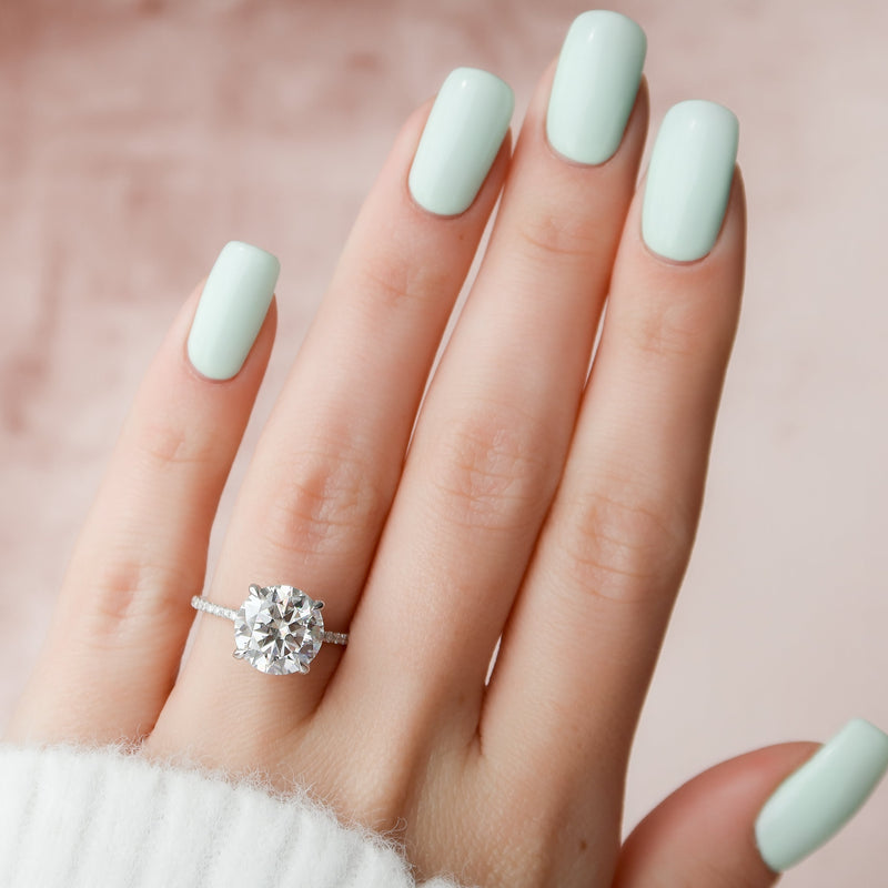 1.50 - 3.50 CT Round Cut CVD Diamond Hidden Halo & Pave Engagement Ring