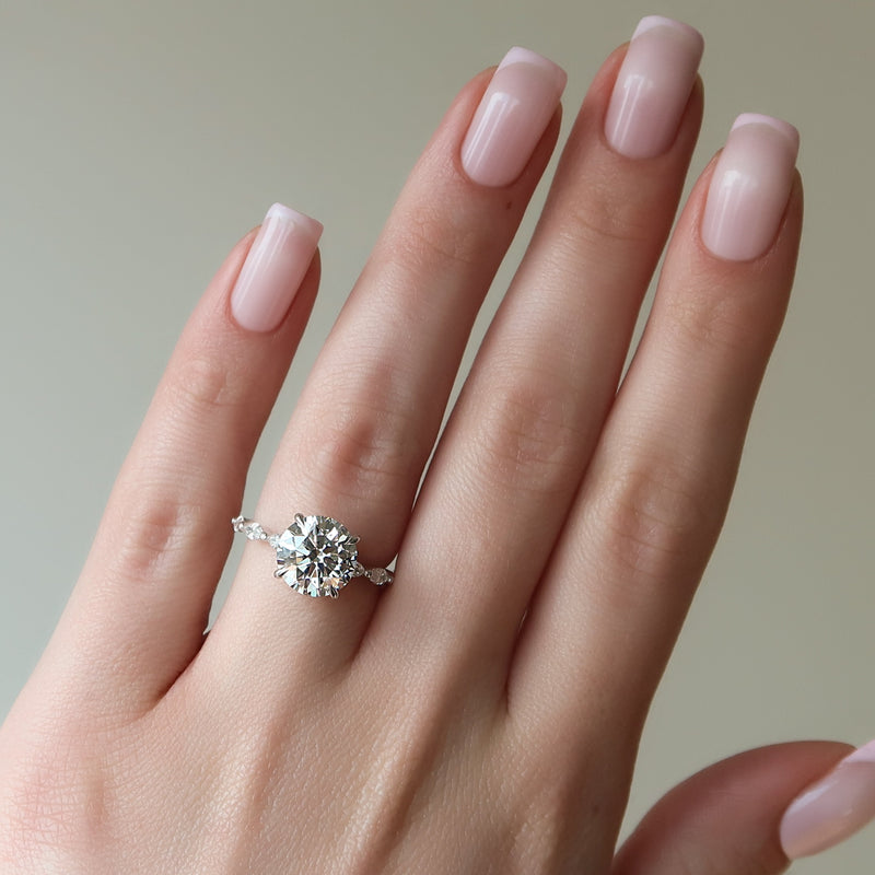 1.50 - 3.50 CT Round Cut CVD Diamond Hidden Halo & Pave Engagement Ring