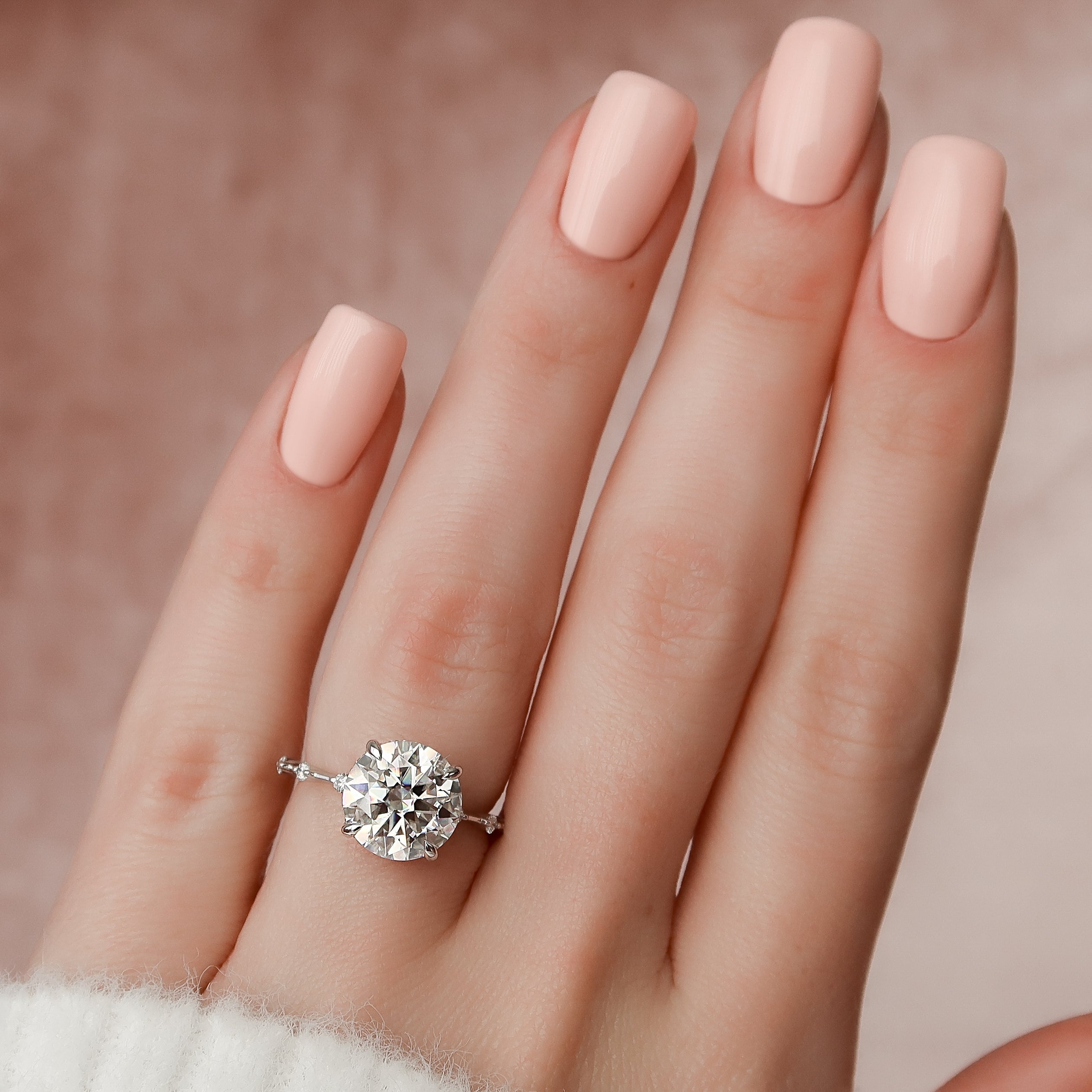 1.50 - 3.50 CT Round Cut CVD Diamond Hidden Halo & Pave Engagement Ring