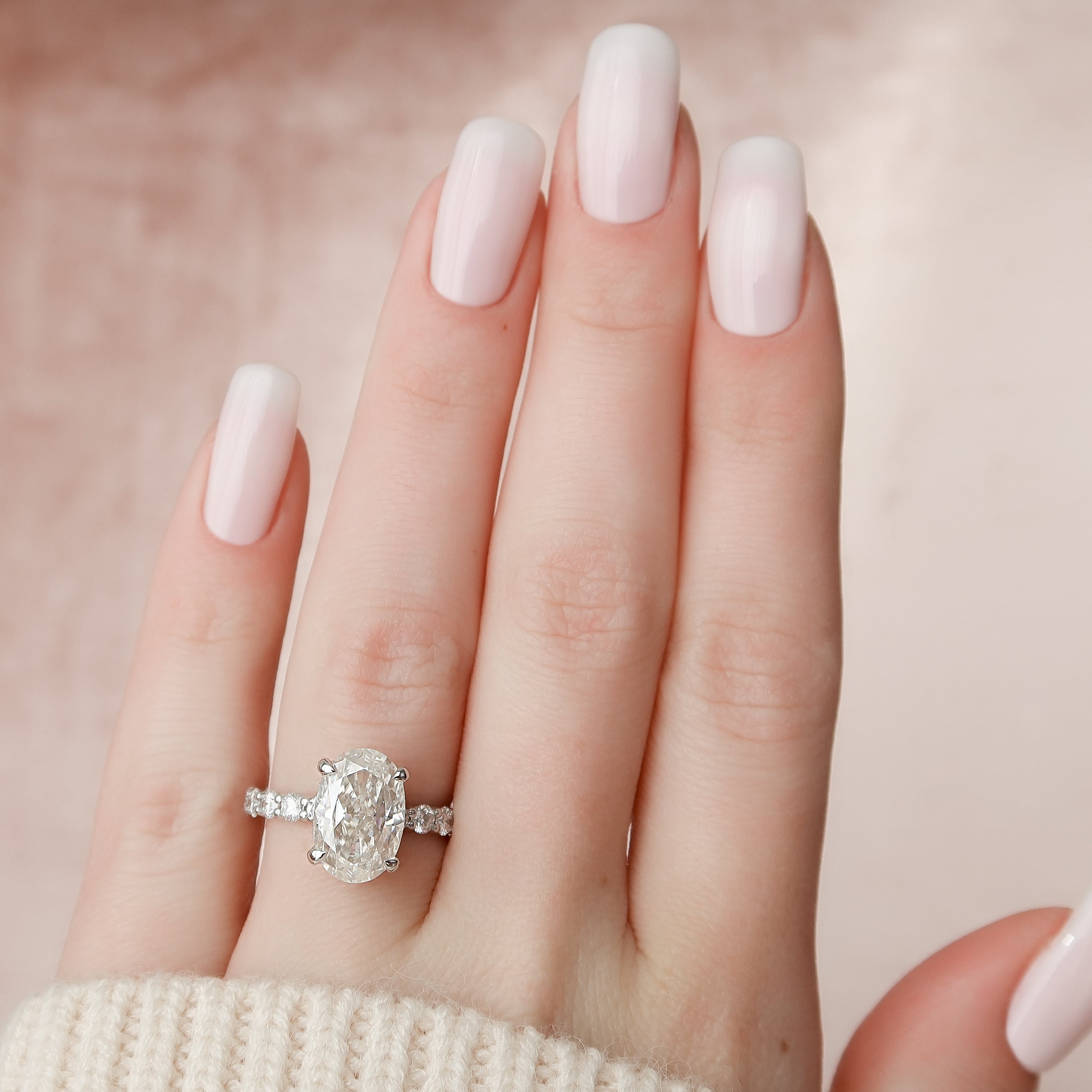 2.0 - 4.0 CT Oval Cut CVD Diamond Hidden Halo & pave  Engagement Ring