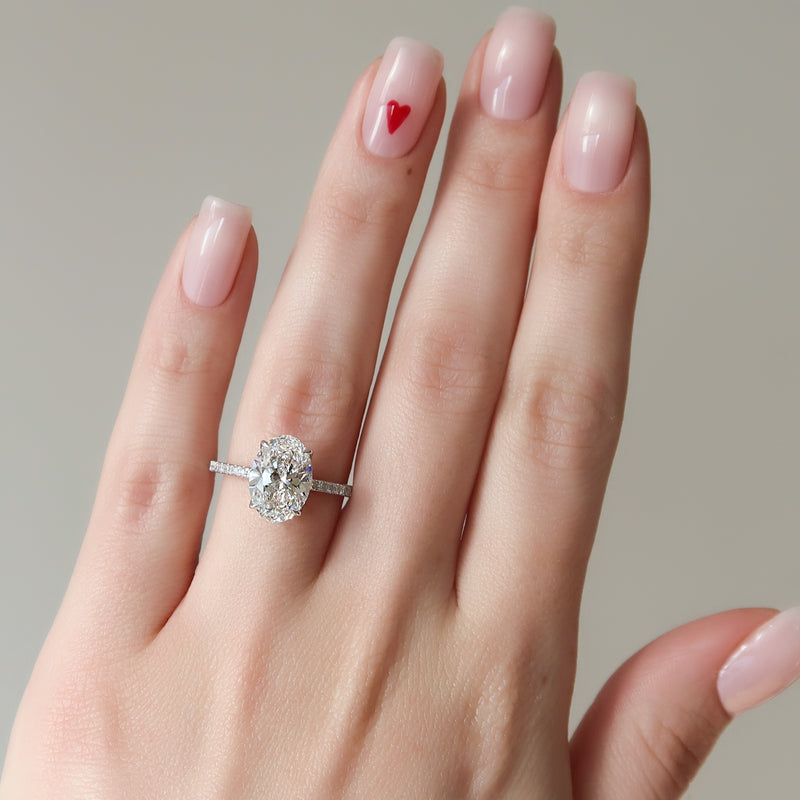 1.0 -3.0 CT Oval Cut CVD Diamond Pave Engagement Ring