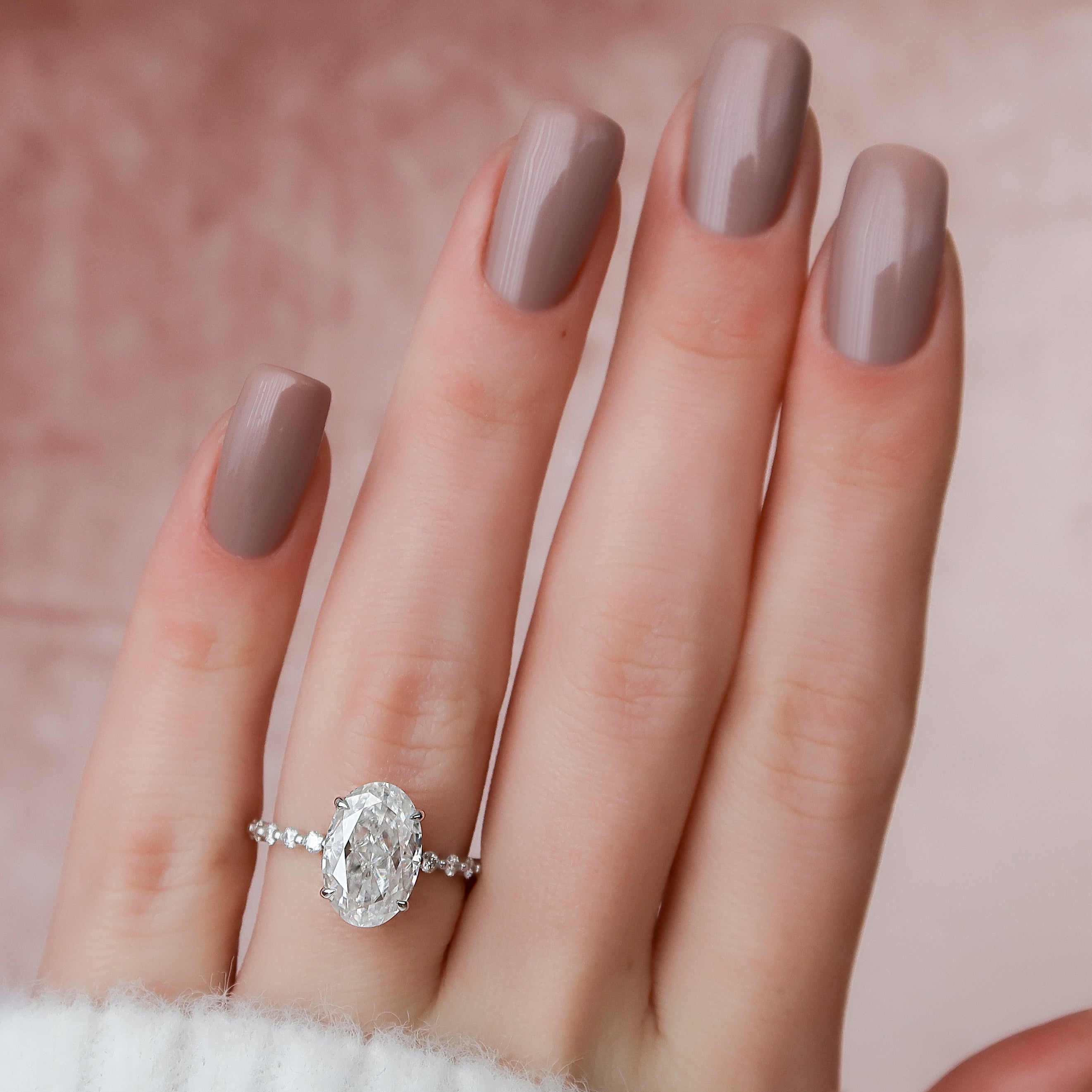 1.50 - 3.50 CT Oval Cut CVD Diamond Hidden Halo & Pave Engagement Ring