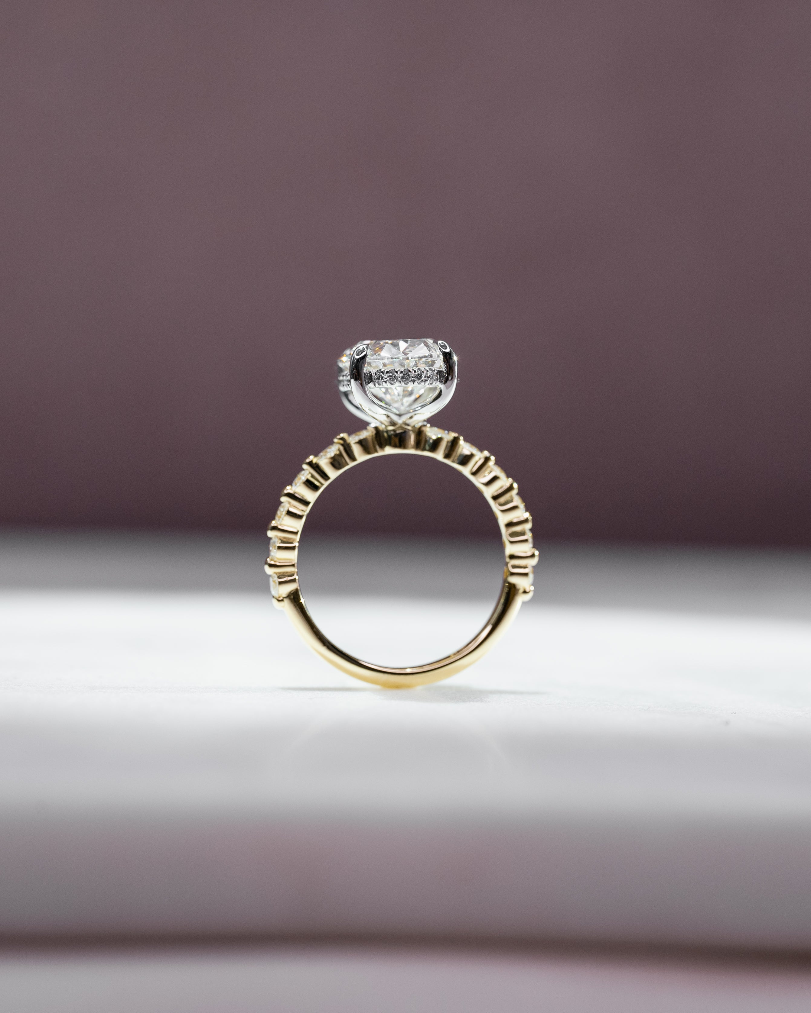 1.50 - 3.50 CT Oval Cut CVD Diamond Hidden Halo & Pave Engagement Ring