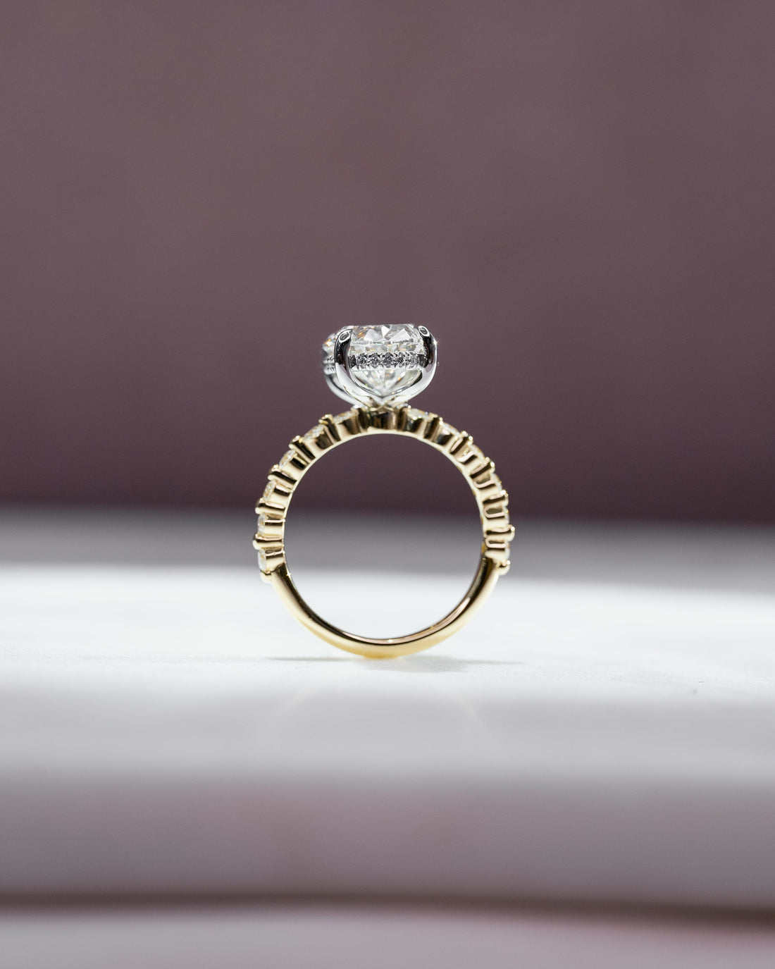 1.50 - 3.50 CT Oval Cut CVD Diamond Hidden Halo & Pave Engagement Ring