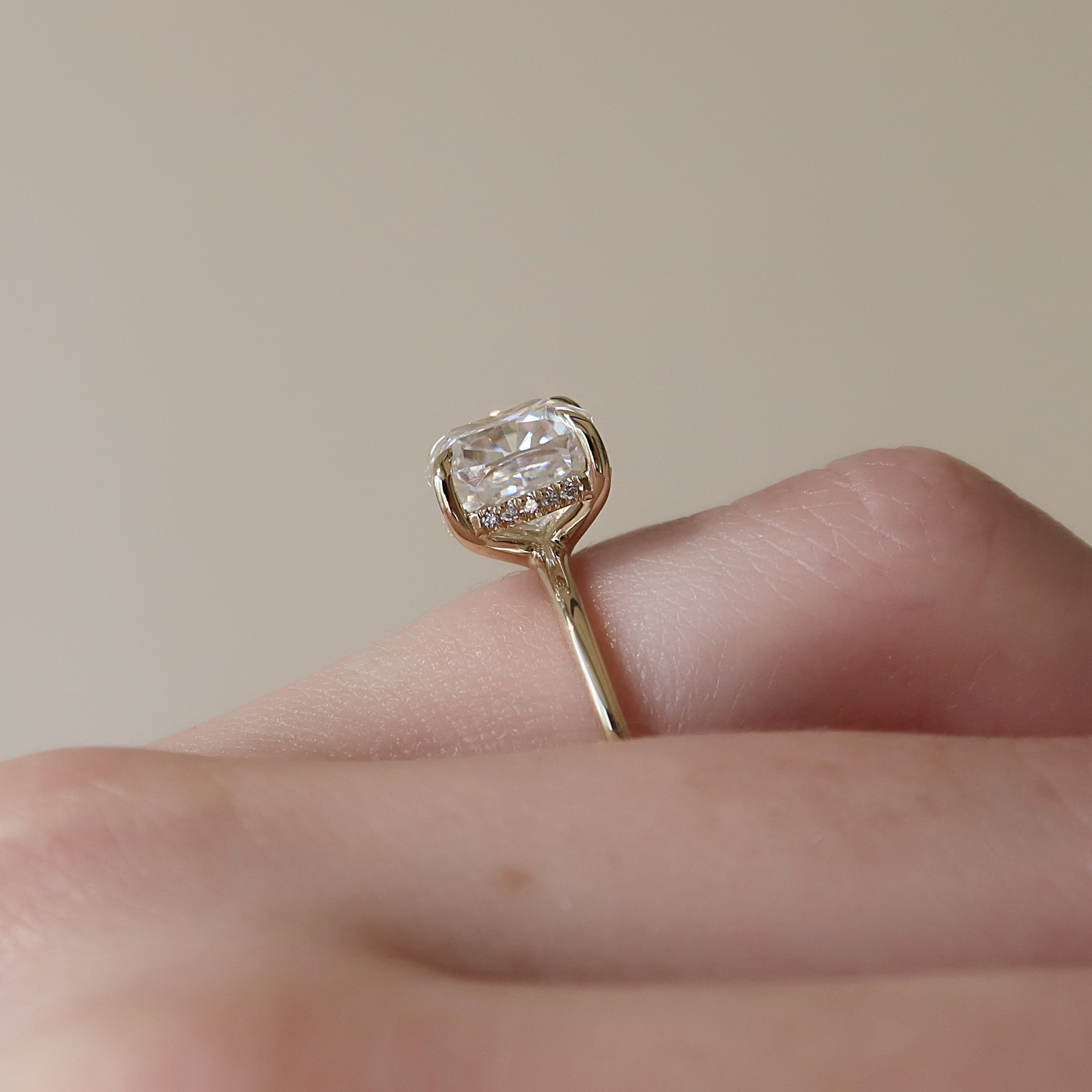 2.0 - 4.0 CT Cushion Cut CVD Diamond Hidden Halo Engagement Ring