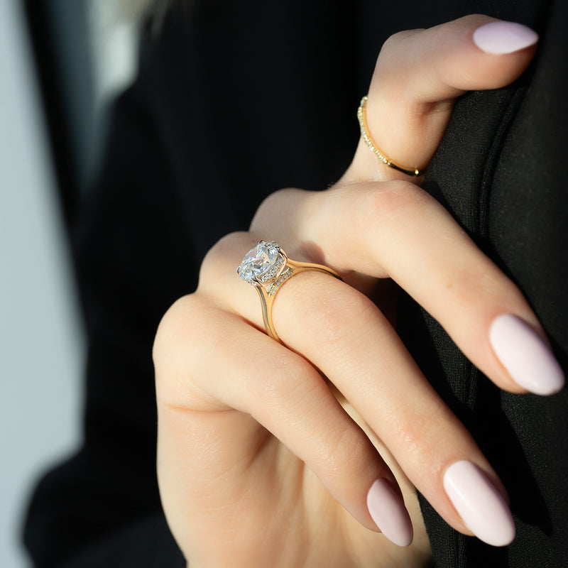 1.50  - 3.50 CT Round Cut CVD Diamond Hidden Halo Engagement Ring