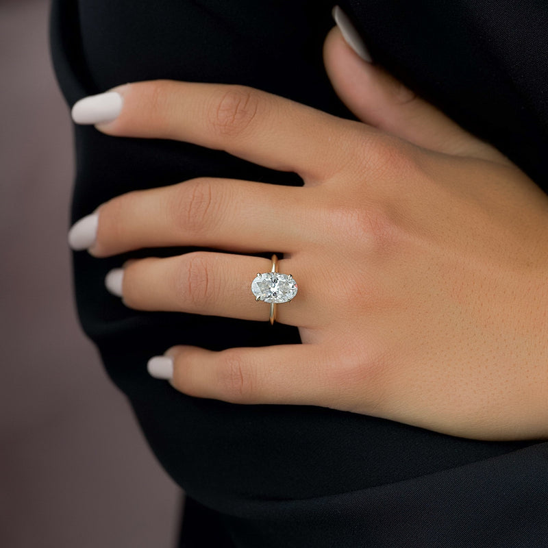 1.50 - 3.50 CT Oval  Cut CVD Diamond Hidden Halo Engagement Ring