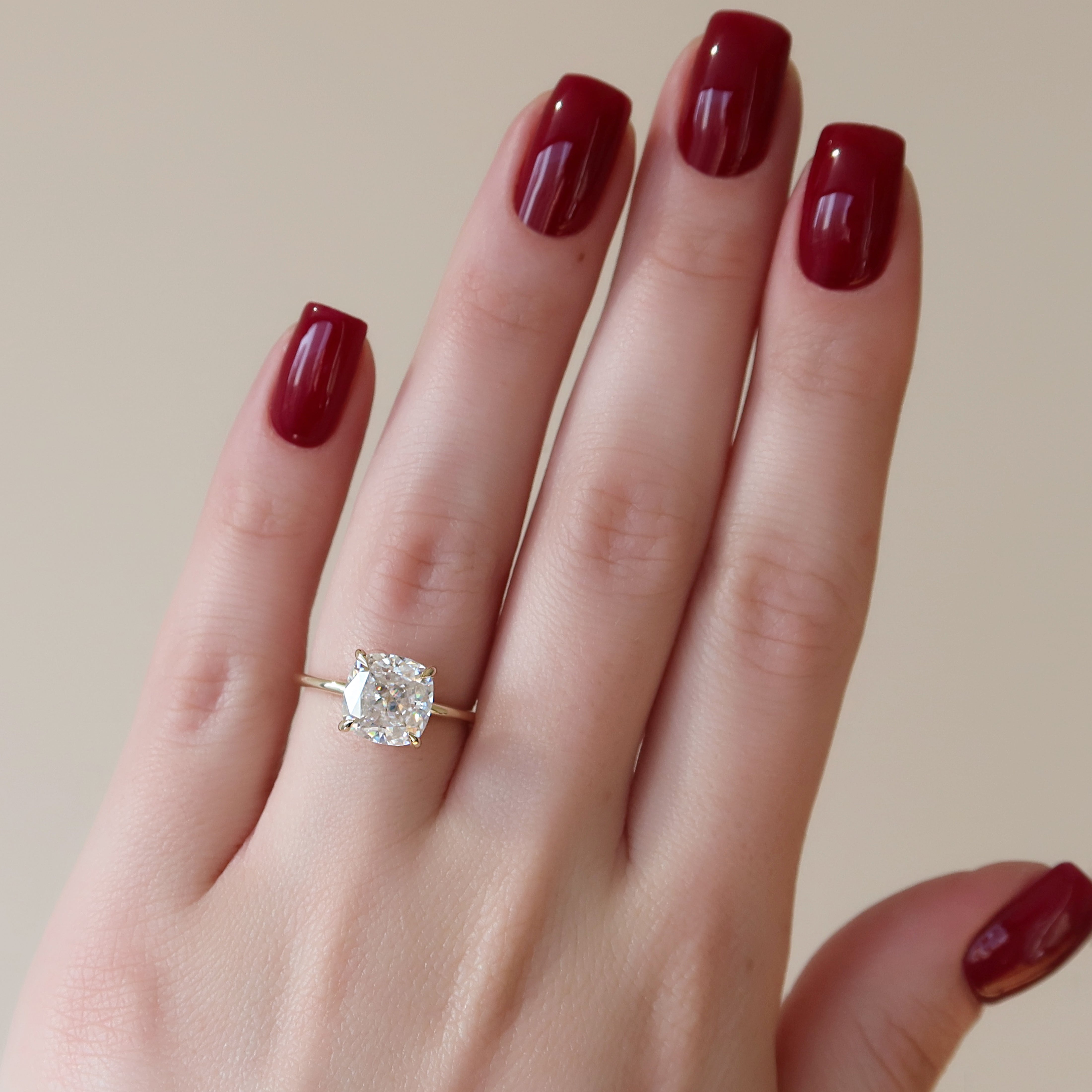 2.0 - 4.0 CT Cushion Cut CVD Diamond Hidden Halo Engagement Ring