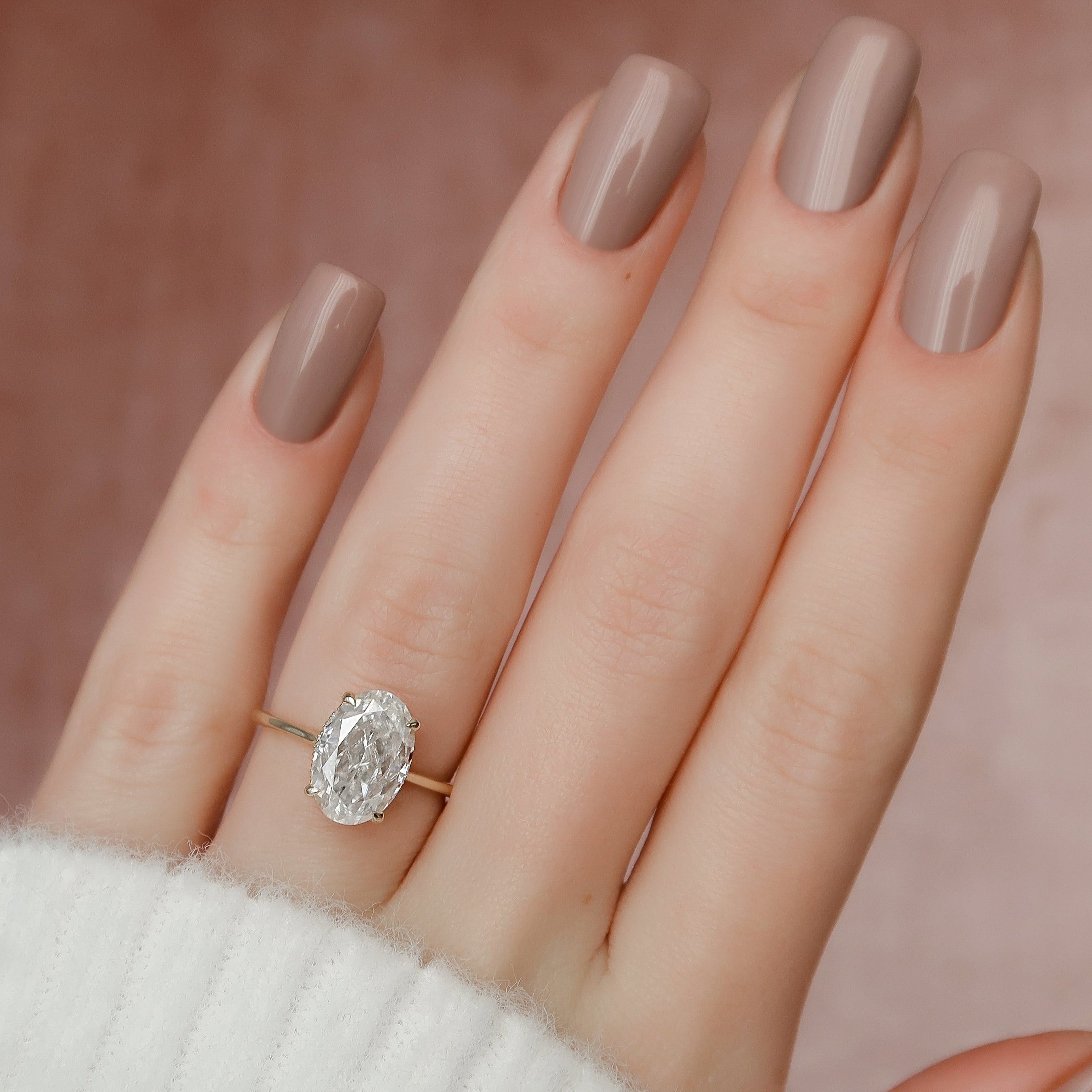 2.0 -4.0 CT Oval Cut CVD Diamond Hidden Halo Engagement Ring