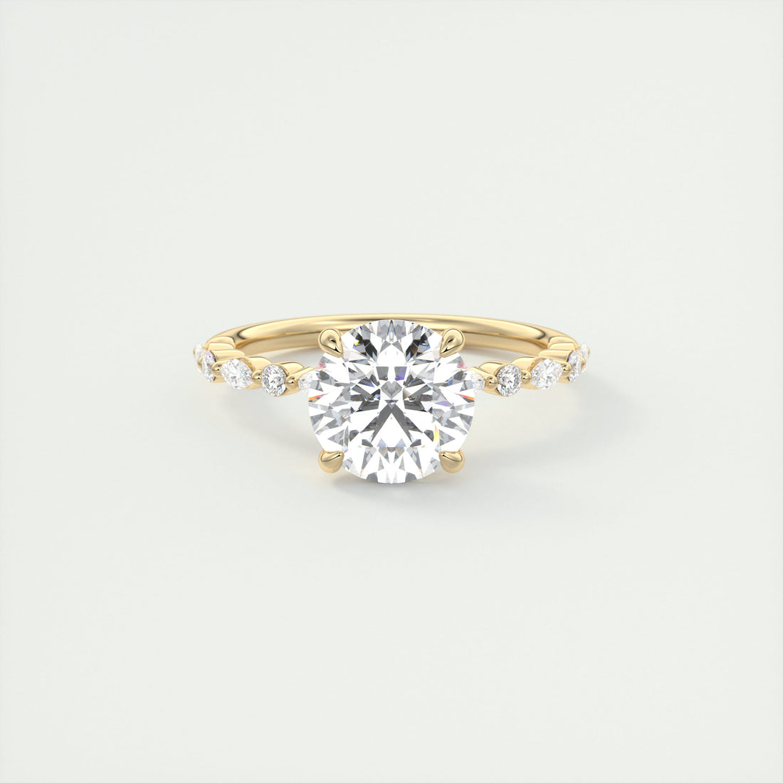 2CT Round Cut Moissanite Solitaire Pave Setting Engagement Ring