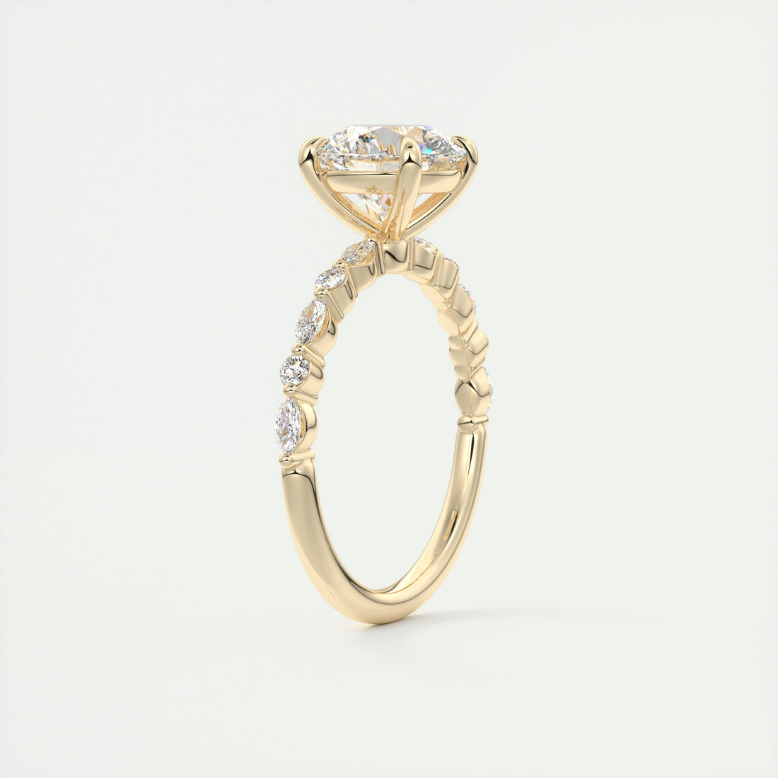 2CT Round Cut Moissanite Solitaire Pave Setting Engagement Ring