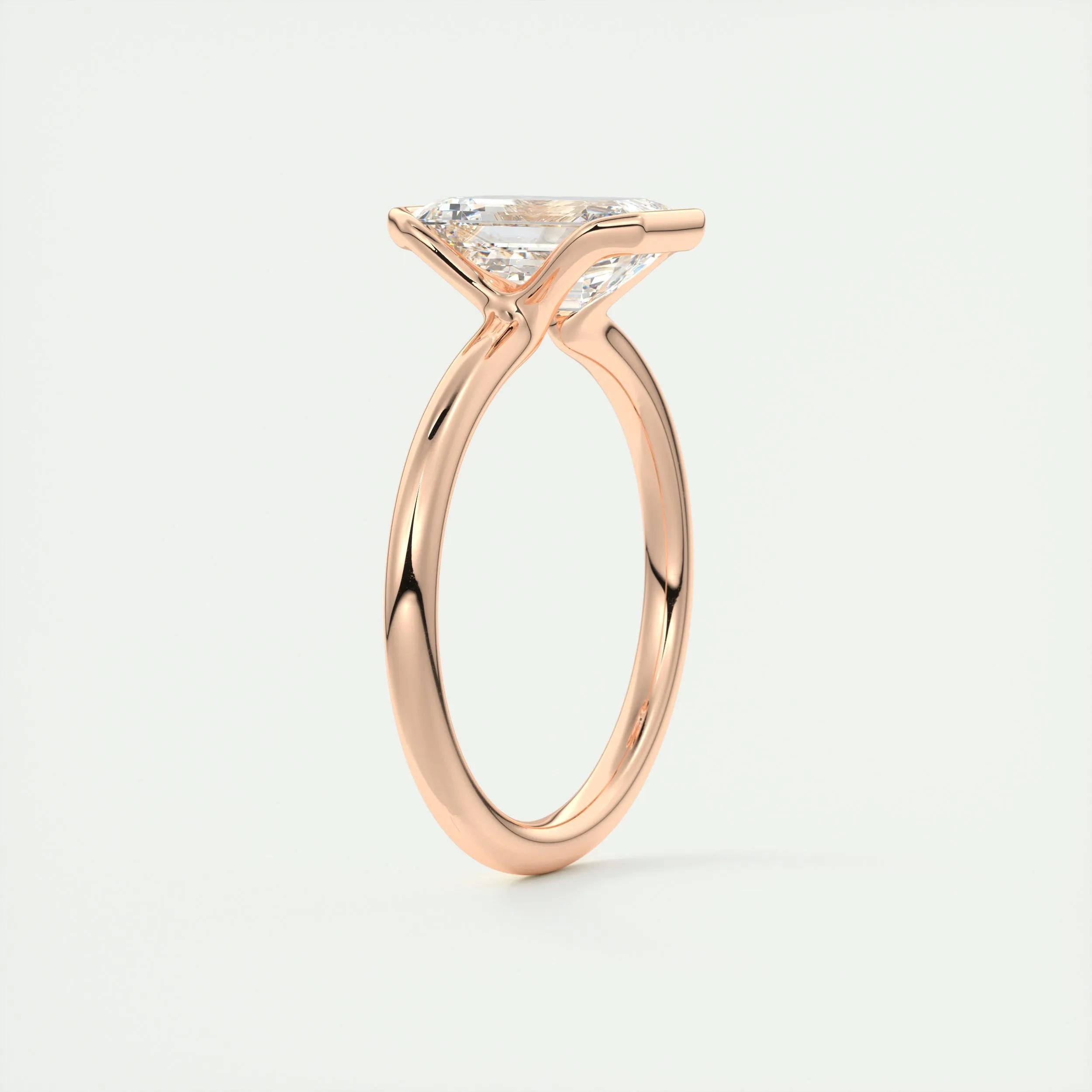 2.0 Ct Emerald East West Half Bezel Solitaire Moissanite Engagement Ring