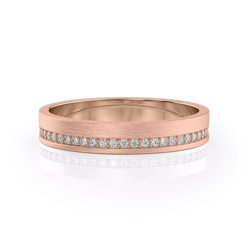 0.3ct Round Cut Moissanite Matte Men's Wedding Band In Rose Gold