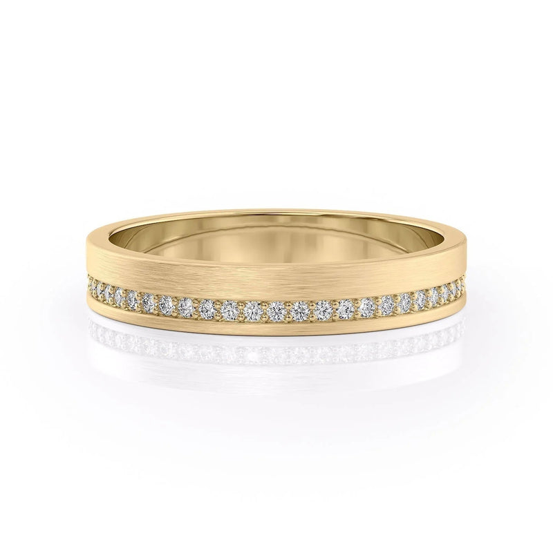 0.3ct Round Cut Moissanite Matte Men's Wedding Band In Rose Gold