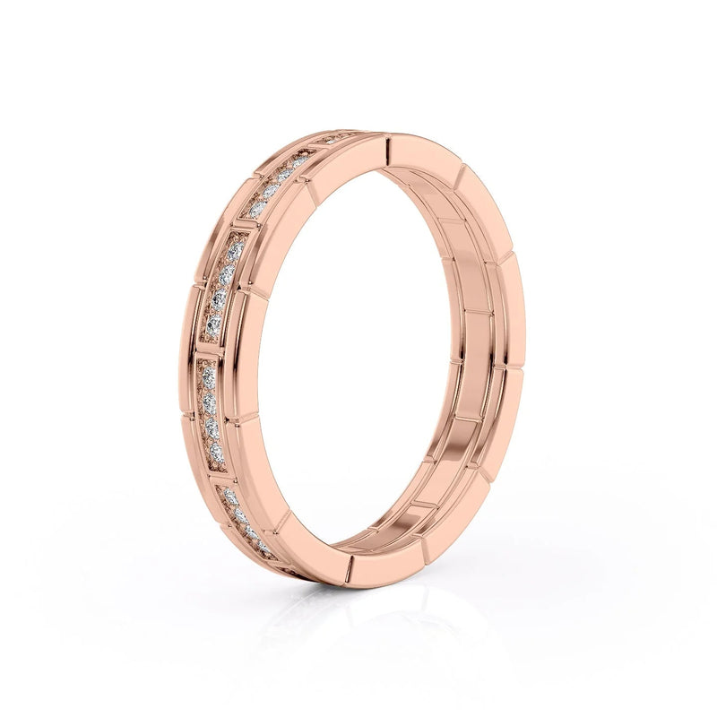 0.25ct Round Cut Moissanite Brick-Layered Men's Wedding Band