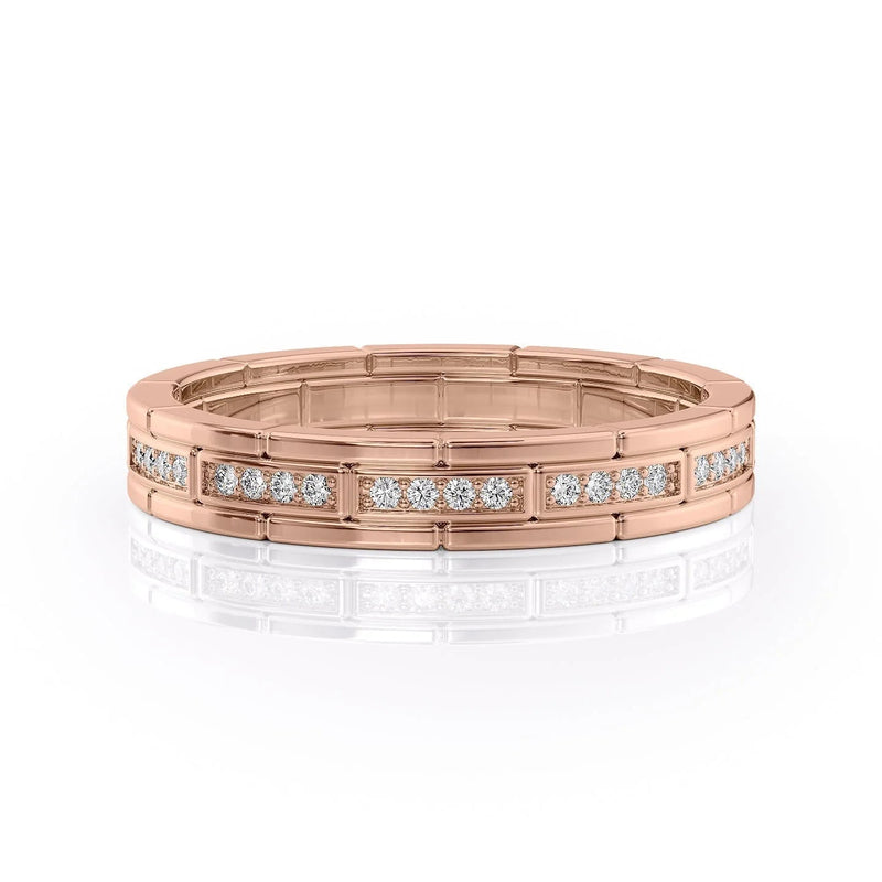 0.25ct Round Cut Moissanite Brick-Layered Men's Wedding Band