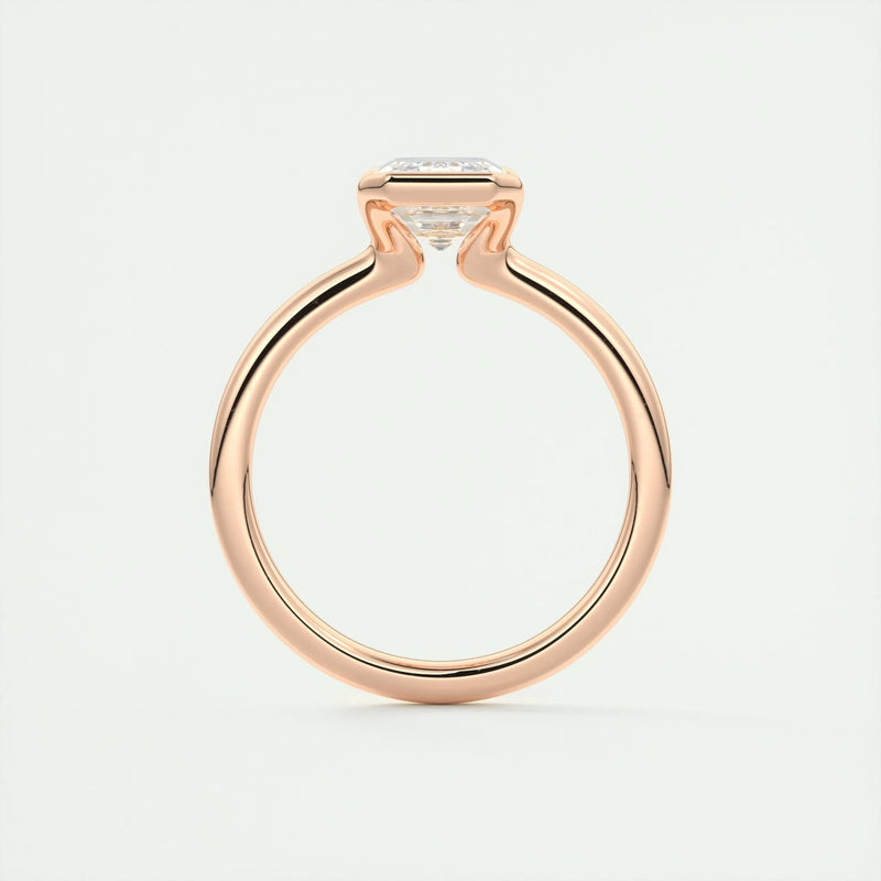 2.0 Ct Emerald East West Half Bezel Solitaire Moissanite Engagement Ring