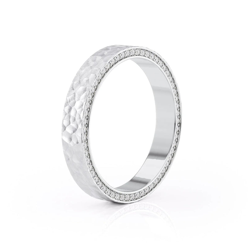 0.8ct Round Cut Matte Moissanite Men's Wedding Band In White Gold