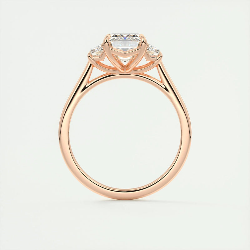 2.0 Ct Emerald Three Stone Moissanite Diamond Engagement Ring