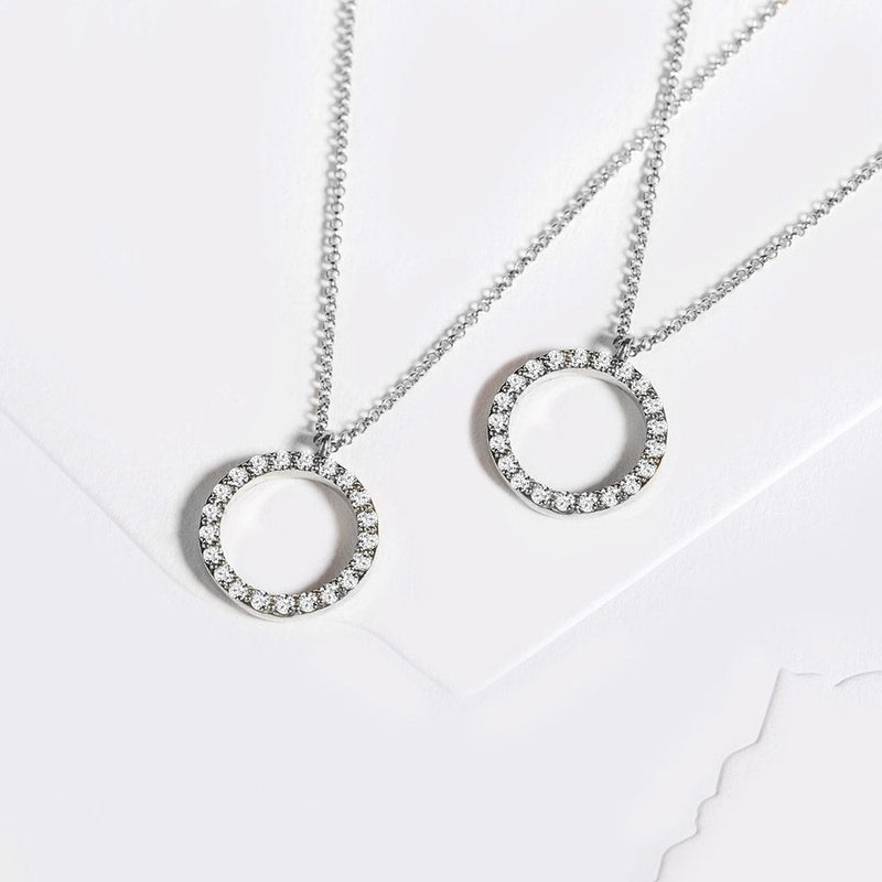 0.30 TCW Round Moissanite Diamond Circle Pendent Necklace