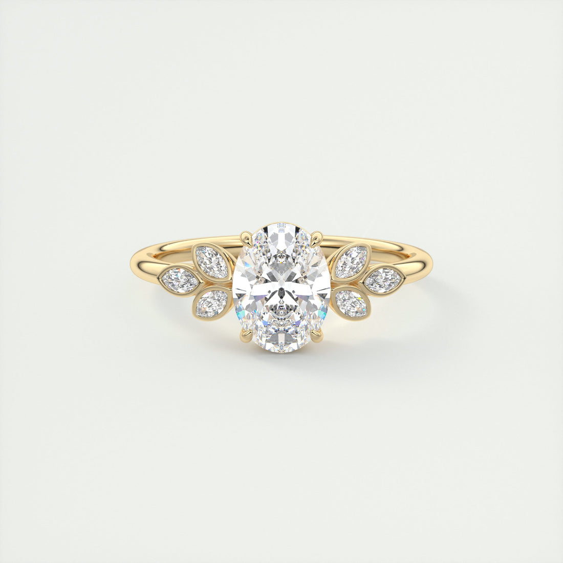 2CT Oval Cut Moissanite Cluster Diamond Engagement Ring