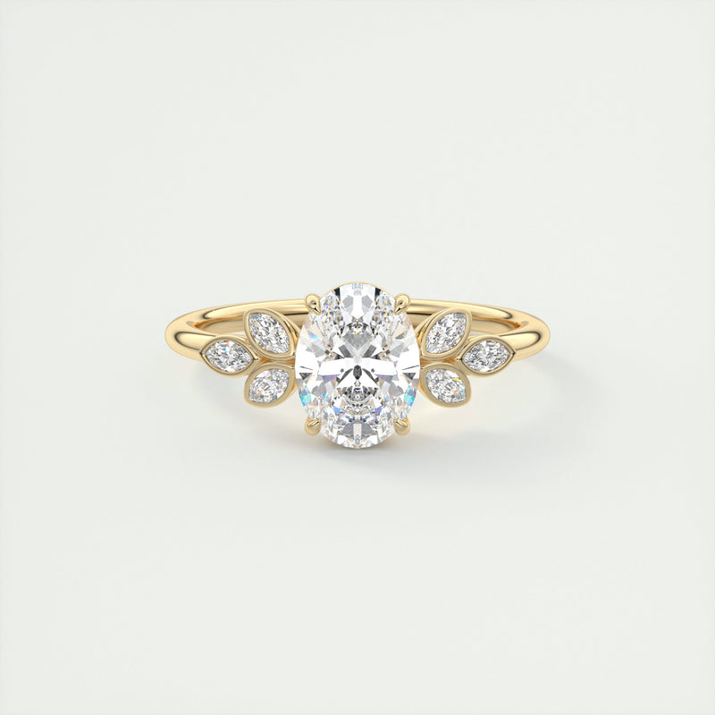 2CT Oval Cut Moissanite Cluster Diamond Engagement Ring