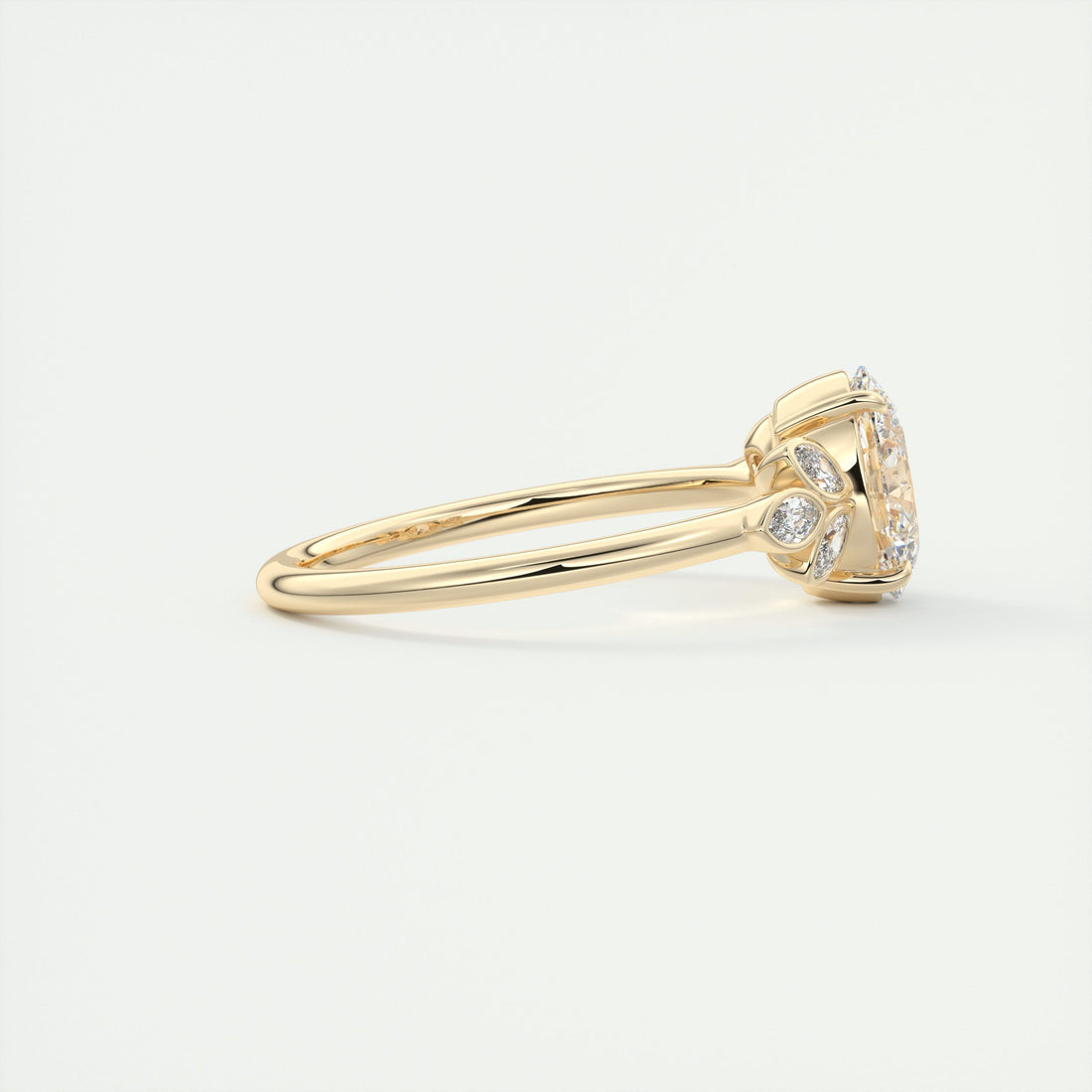 2CT Oval Cut Moissanite Cluster Diamond Engagement Ring