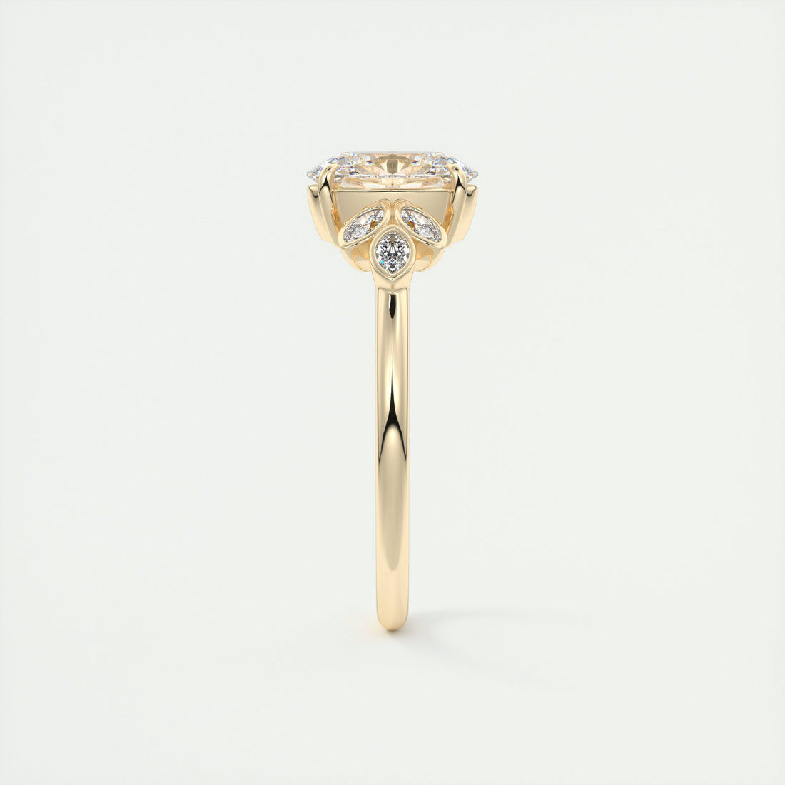 2CT Oval Cut Moissanite Cluster Diamond Engagement Ring