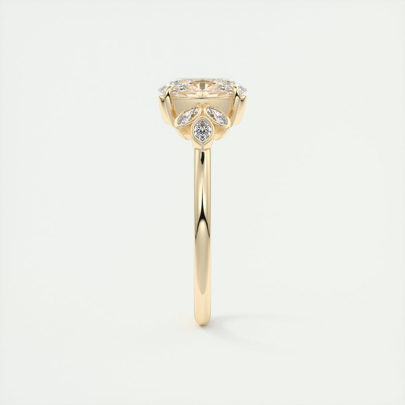2CT Oval Cut Moissanite Cluster Diamond Engagement Ring