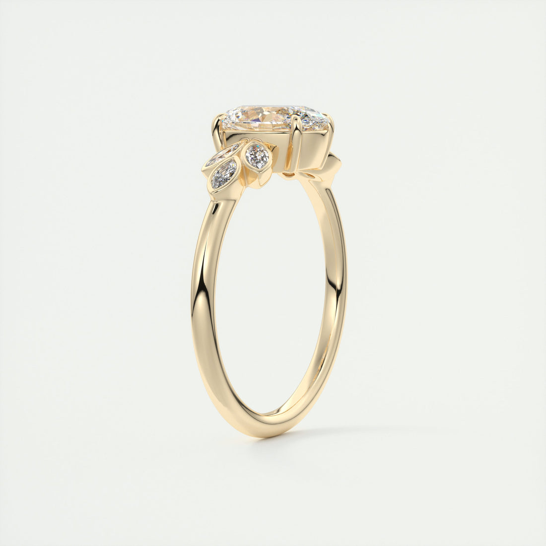 2CT Oval Cut Moissanite Cluster Diamond Engagement Ring