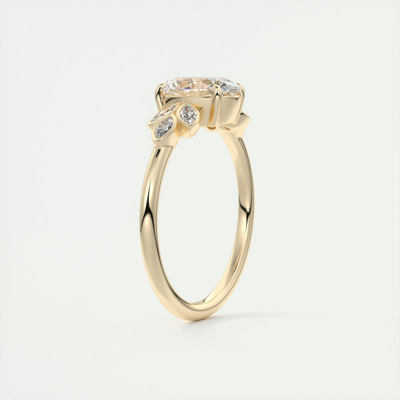 2CT Oval Cut Moissanite Cluster Diamond Engagement Ring