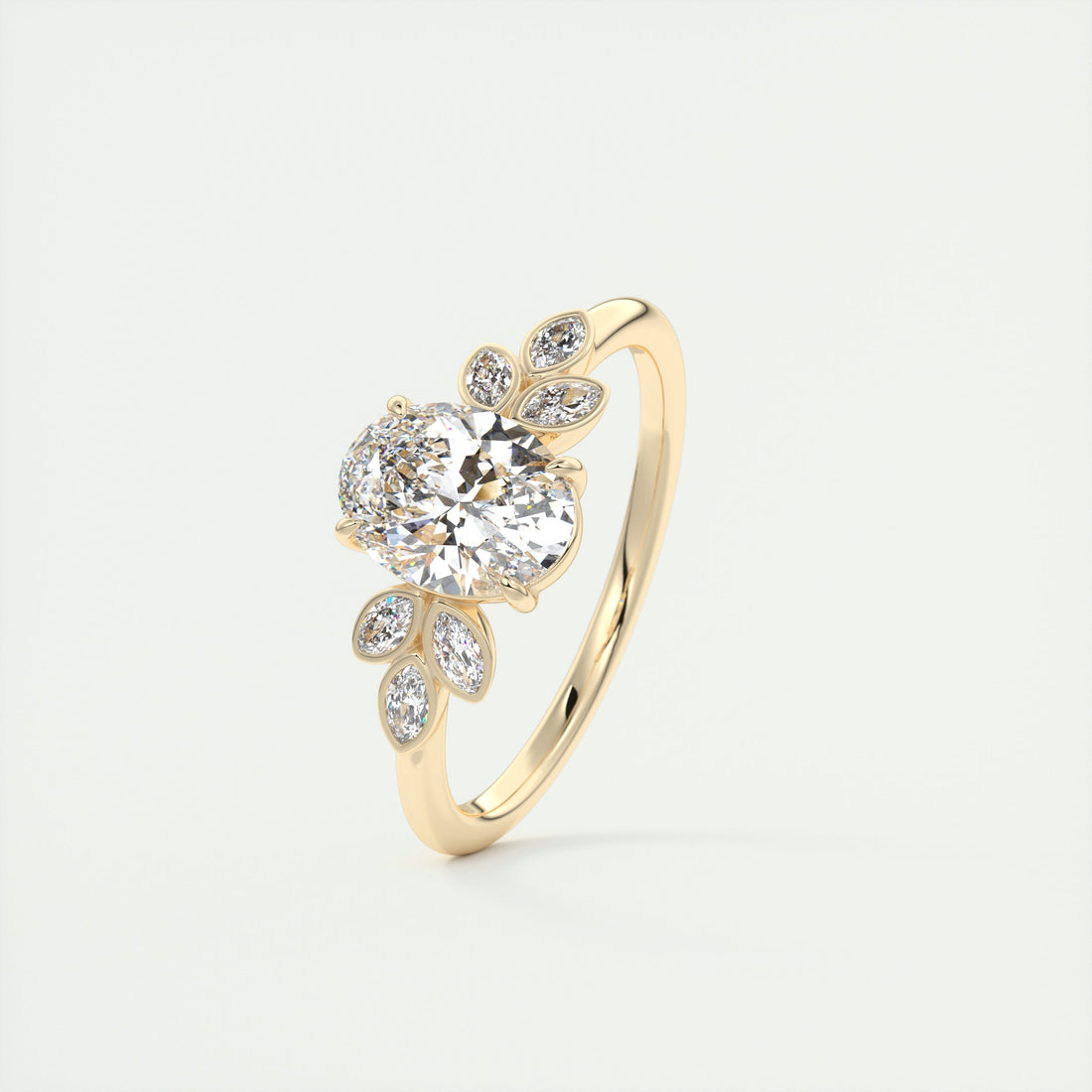 2CT Oval Cut Moissanite Cluster Diamond Engagement Ring