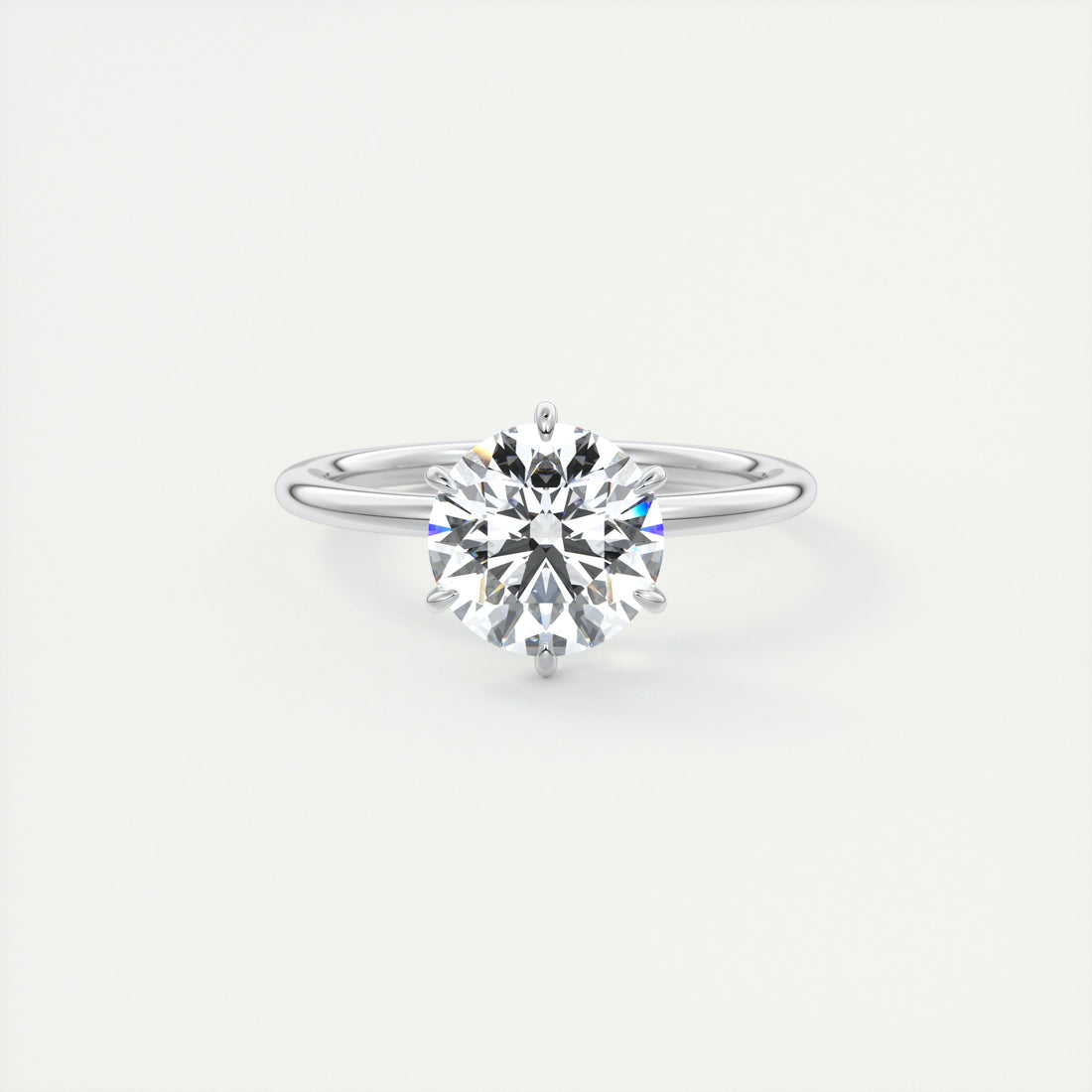2CT Round Brilliant Cut Moissanite Solitaire Engagement Ring