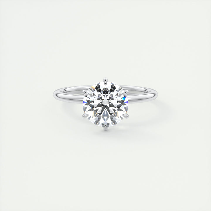 2CT Round Brilliant Cut Moissanite Solitaire Engagement Ring