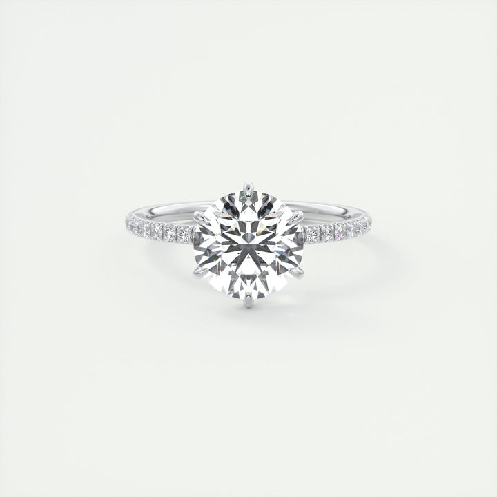 2CT Round Moissanite Solitaire Pave Setting Engagement Ring