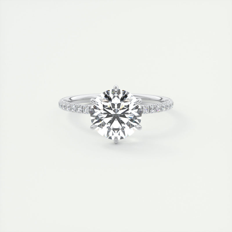 2CT Round Moissanite Solitaire Pave Setting Engagement Ring