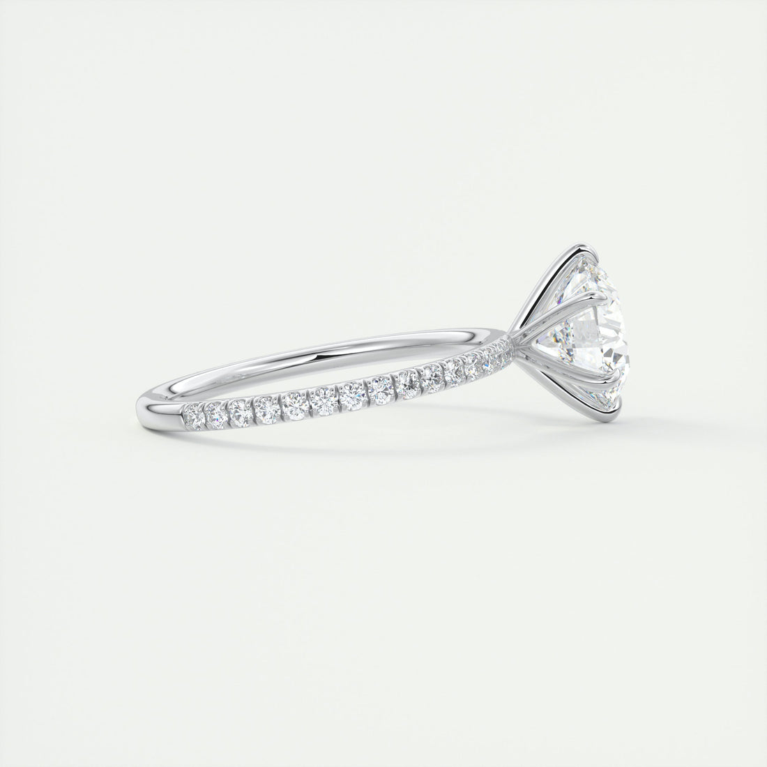 2CT Round Moissanite Solitaire Pave Setting Engagement Ring